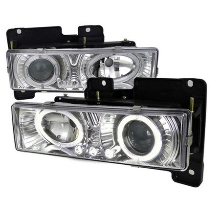 Overtime Halo Projector Headlights with LED for 88 to 98 Chevrolet C10, Chrome - 11 x 15 x 16 in. OV2654221